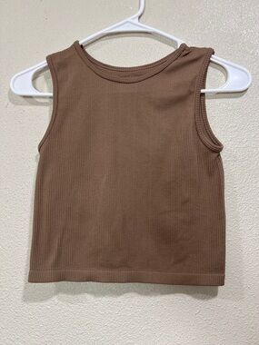 Suzette Collection Ribbed Cropped Tank Top - Brown